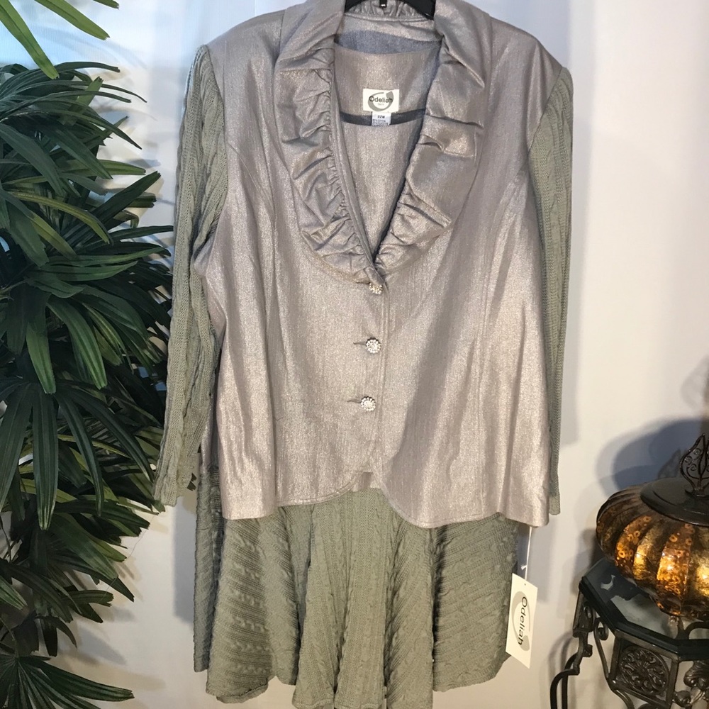 Odeliah Denim 8076 Women 3PC Silver Skirt Set
